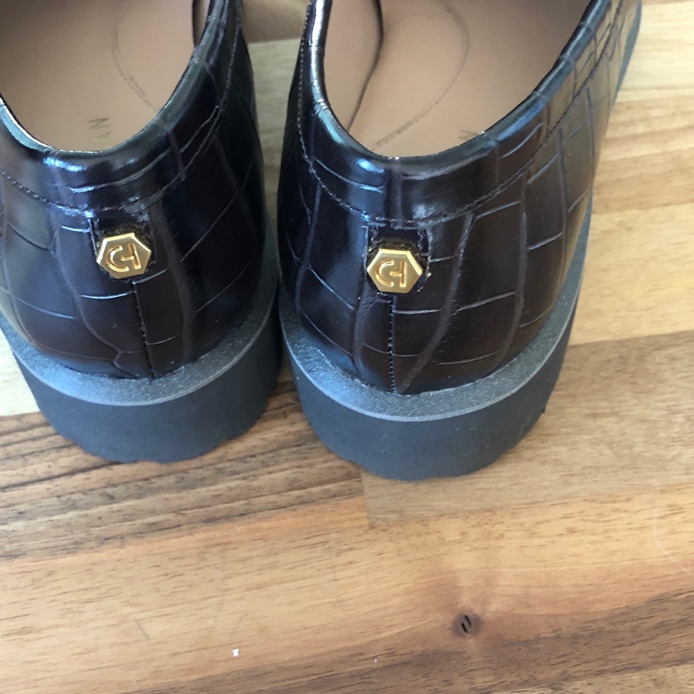 Cole Haan Brown Croc-Embossed Penny Loafers - Picture 3 of 11